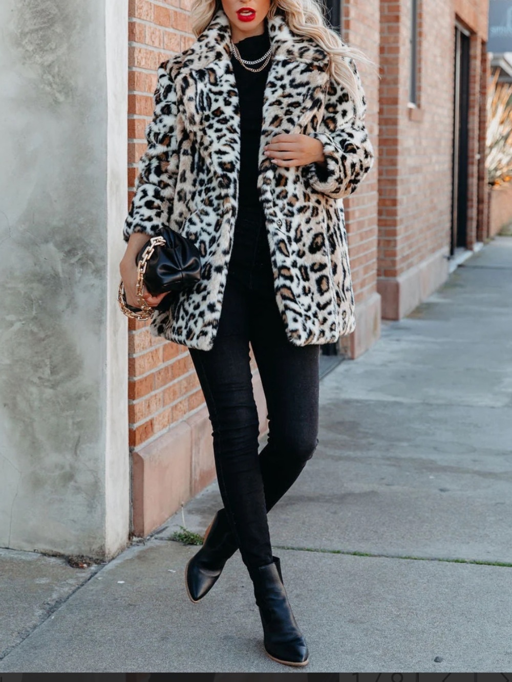 Faux Fur Leopard animal Print Coat - Women's Animal Print Jacket oversized - Picture 6 of 7
